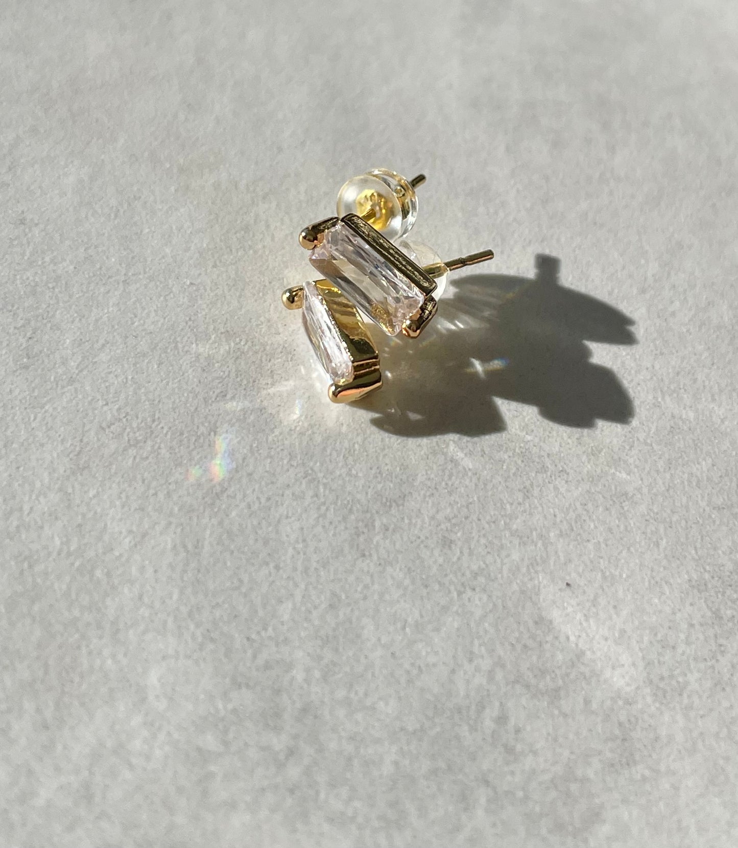 Emerald cut studs